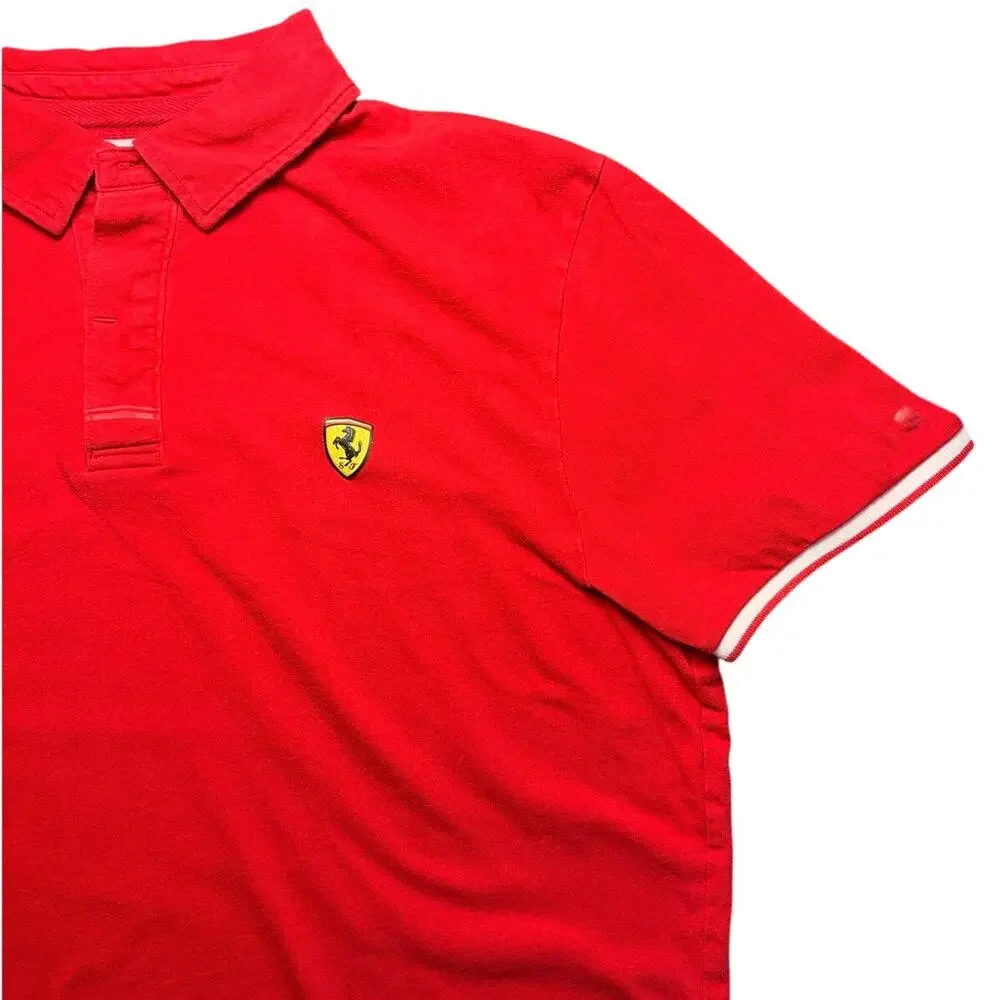 Scuderia Ferrari Polo Shirt Red Short Sleeve Logo Men's Size Large Formula 1 - Picture 6 of 6
